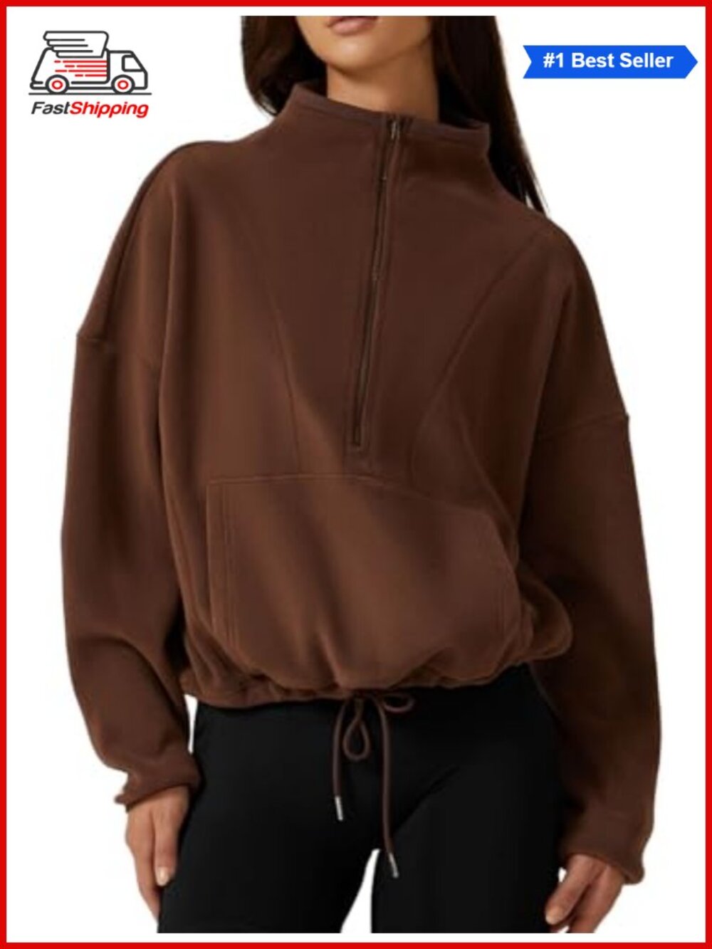 ✨ QINSEN Women's Half Zip Fleece Sweatshirt Mock Neck Long Sleeve Winter Cozy